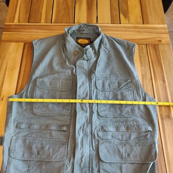 Woolrich Classic Men's Utility Vest Full Zip Size Large Fishing Pockets Green - Picture 3 of 6